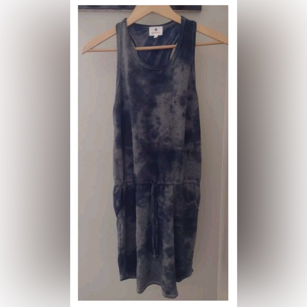 Sundry Evereve Tie Dye Drawstring Racerback Jersey Knit Mini Dress